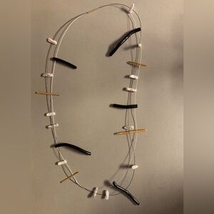 18k Genuine Biwa Stick Pearl and Black Coral Necklace and Bracelet Set - Mint